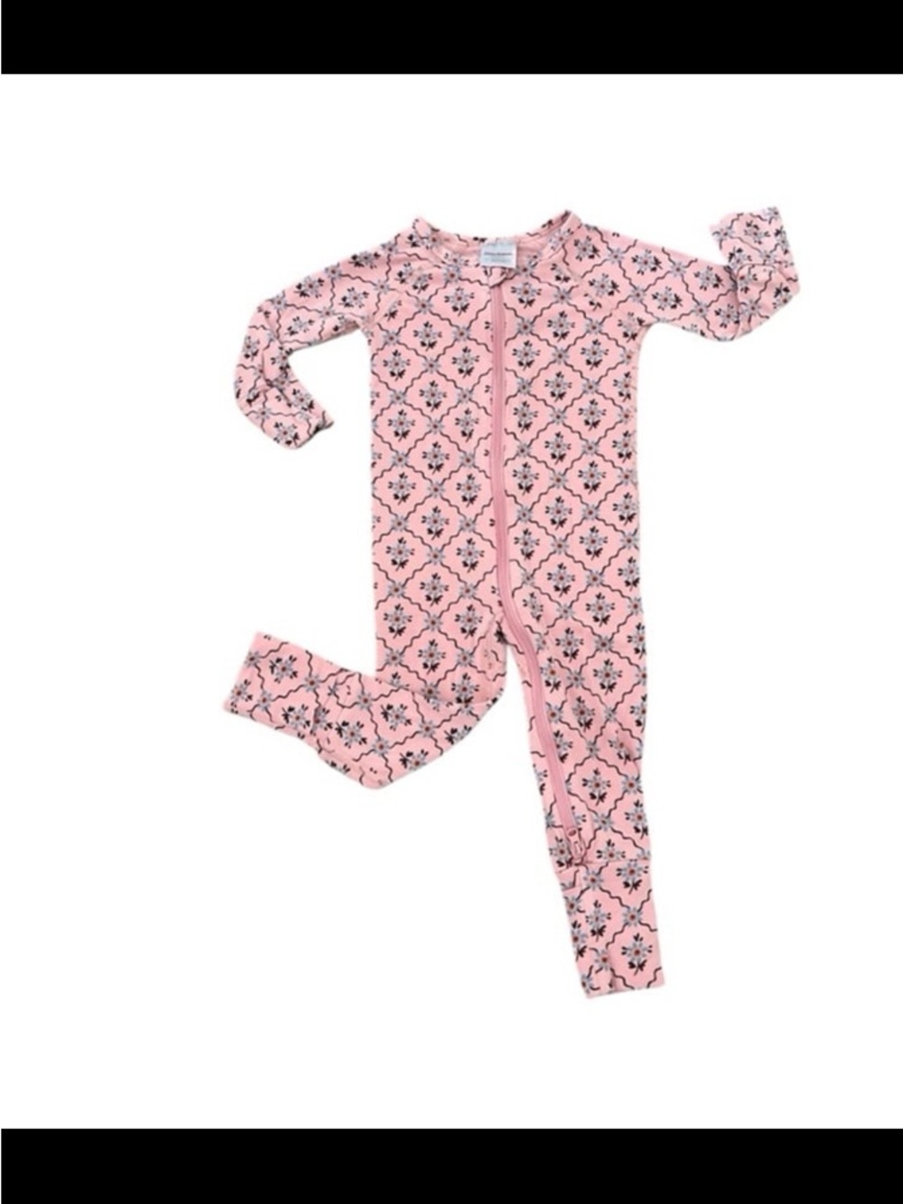 HANNA ANDERSSON Pink Floral HannaSoft Stretch Sleepers Zippy Girls 3-6 Months